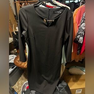 Ivanka Trump Black Sheath Midi Dress Crew Neck 3/4 Sleeve